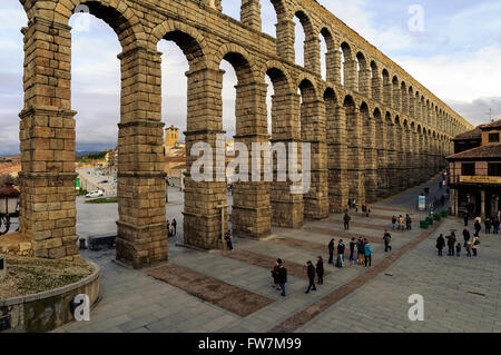 Aqueduc romain de Ségovie, Castille et Leon, Espagne Banque D'Images