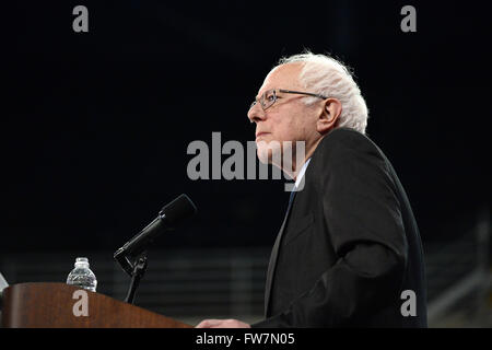 Saint Charles, MO, USA - Le 14 mars 2016 : Le sénateur et le candidat démocrate Bernie Sanders parle au rallye. Banque D'Images