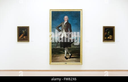 Oviedo, Espagne. 31 mars, 2016. Peinture à l'Huile "Retrato de Gaspar Melchor de Jovellanos' (1780) de Francisco de Goya lors de la réouverture du Musée des beaux-arts des Asturies le 31 mars 2016 à Oviedo, Espagne. Crédit : David Gato/Alamy Live News Banque D'Images