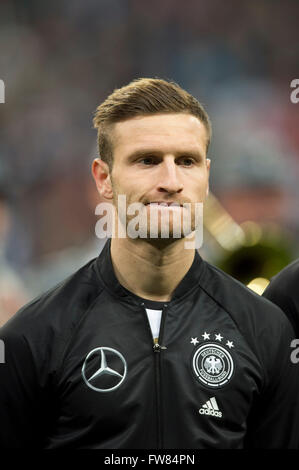 Munich, Allemagne. Mar 29, 2016. Shkodran Mustafi (GER) Football/Football : match amical entre l'Allemagne 4-1 de l'Italie à l'Allianz Arena de Munich, Allemagne . © Maurizio Borsari/AFLO/Alamy Live News Banque D'Images