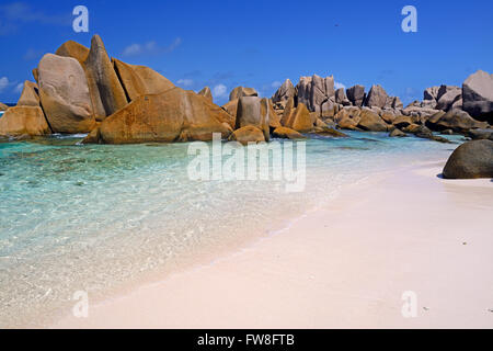 Traumstrand Anse marron, marron, La Source auch Insel La Digue, Seychellen Banque D'Images