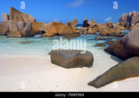 Traumstrand Anse marron, marron, La Source auch Insel La Digue, Seychellen Banque D'Images