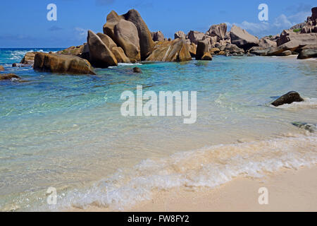 Traumstrand Anse marron, marron, La Source auch Insel La Digue, Seychellen Banque D'Images