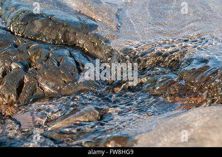 Variété de cailloux dans une piscine peu profonde rock Banque D'Images