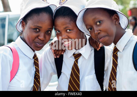 Filles de l'école de l'Est, CBD, Maseru, Lesotho Banque D'Images