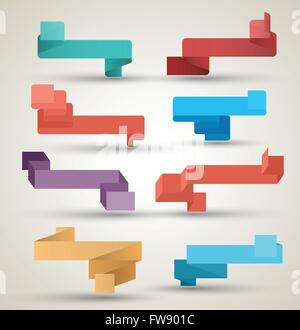 Origami collection rubans style moderne. Illustration vectorielle, pouvez utiliser pour l'impression et le web. Illustration de Vecteur