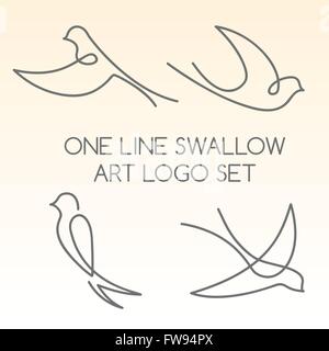 Une ligne avaler logo set Illustration de Vecteur