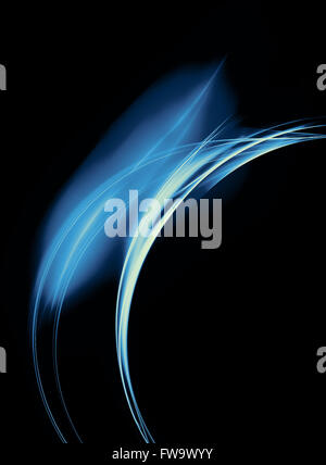 Abstract blue fire sonnerie fractale sur fond noir Banque D'Images