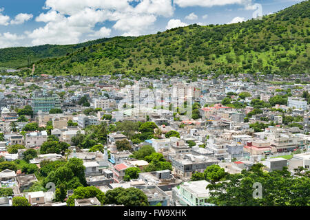 Vue sur Port Louis, la capitale de l'île Maurice. Banque D'Images