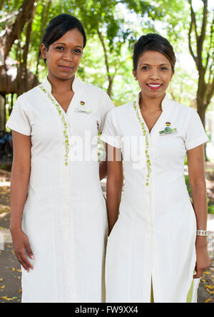 Le personnel de l'hôtel Maritim spa à l'Ile Maurice. Banque D'Images