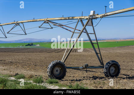 Système d'irrigation à pivot central sur une ferme dans l'Est de Washington, USA Banque D'Images