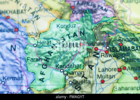 Photo d'une carte de l'Afghanistan et la capitale Kaboul . Banque D'Images