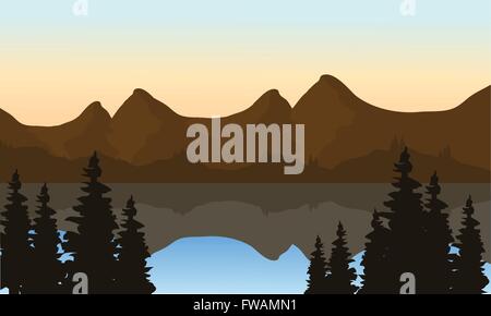 Sur le lac de montagne paysage Illustration de Vecteur