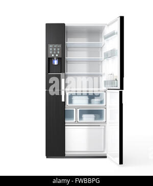 Smart réfrigérateur avec distributeur de glaçons. Obtenez plus d'information de l'alimentation et de boire par touch eboulis sur la porte. Banque D'Images