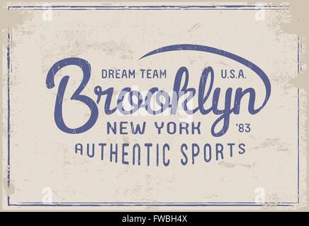 Brooklyn New York imprimer pour t-shirt ou vêtement. Pour les graphiques d'impression ou de la mode. Vintage design et typographie. Illustration de Vecteur