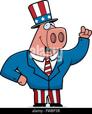 Une bonne caricature cochon dans une fonction patriotique. Illustration de Vecteur