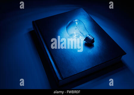 Réserver et ampoule, business education concept. Banque D'Images