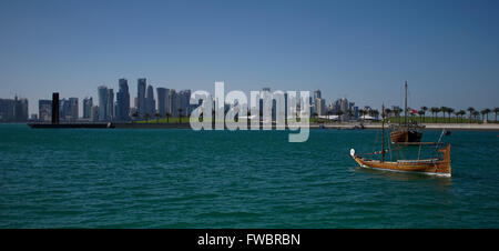 Skyline Doha vu du Musée d'Art Islamique park Banque D'Images