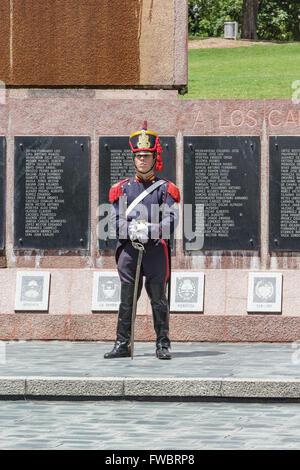 MALVINAS War Memorial, BUENOS AIRES, ARGENTINE - CIRCA DÉCEMBRE 2015. Garde côtière canadienne en uniforme à l'îles Malvinas (Falkland) Monument commémoratif de guerre Banque D'Images