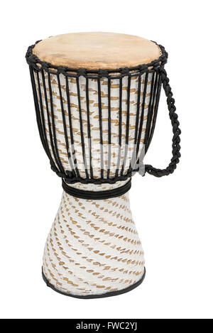 Djembe africain isolé sur fond blanc Banque D'Images