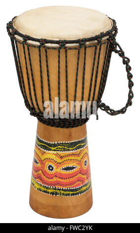 Djembe africain isolé sur fond blanc Banque D'Images