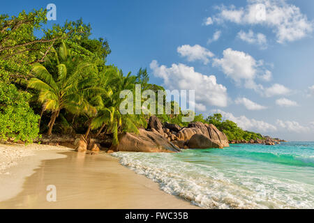 Anse Lazio beach l'île de Praslin Seychelles Banque D'Images