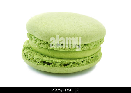 Macaron vert sur blanc français Banque D'Images