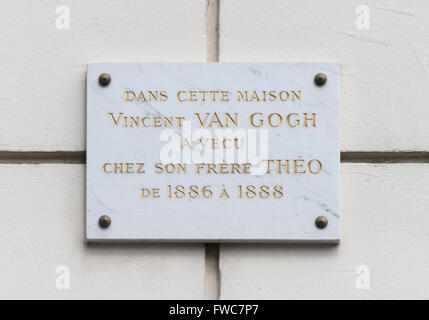 N° 54 Rue Lepic, domicile de l'artiste Vincent Van Gogh et son frère Théo entre 1886-1888. Montmartre, Paris, France. Banque D'Images