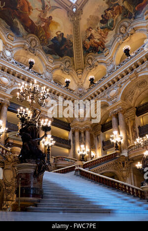 Escalier à l'Opéra National de Paris Garnier, Paris, France. Banque D'Images