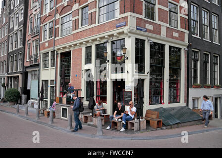 Le Café Papeneiland, Prinsengracht, Amsterdam, Pays-Bas. Banque D'Images