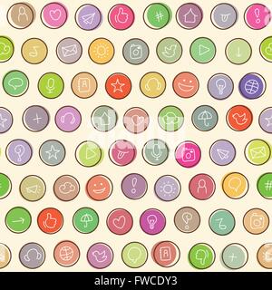 Retro transparente à pois avec motif à la main, social media, internet, les finances d'icônes. Vector background. Papier peint à l'ancienne. Illustration de Vecteur