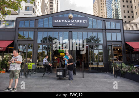 Sarona Marché dans Tel Aviv city, Israël Banque D'Images