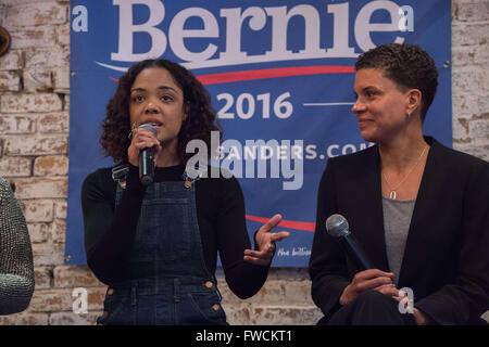 1 avril 2016 - New York, NY, États-Unis - TESSA THOMPSON parle comme le sénateur Bernie Sanders' campagne accueille un débat sur les problèmes auxquels font face les femmes et les femmes de couleur à rangée dans Harlem, Vendredi, Avril 1, 2016. (Crédit Image : © Bryan Smith via Zuma sur le fil) Banque D'Images