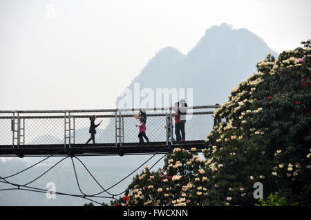 Bijie, dans la province du Guizhou en Chine. 4ème apr 2016. Les touristes visitent la zone panoramique de Bijie Baili Azalea Bijie, dans la province du Guizhou en Chine du sud-ouest, le 4 avril 2016. Environ 125 kilomètres carrés dans la région pittoresque d'azalées est entré dans fleur pleine saison, récemment, l'élaboration d'un grand nombre de touristes au cours de la maison de vacances festival qingming. © Yang Wenbin/Xinhua/Alamy Live News Banque D'Images