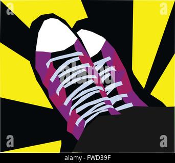 Geomteric créative, jaune, noir et rose sneakers mosaic Illustration de Vecteur