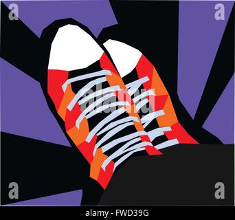 Geomteric créative, violet, noir et orange sneakers mosaic Illustration de Vecteur