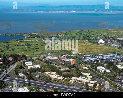 Siège Google Googleplex, Silicon Valley, Californie, États-Unis d'Amérique, Santa Clara, Californie, USA, photo aérienne Banque D'Images