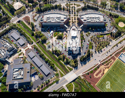 Siège Google Googleplex, Silicon Valley, Californie, États-Unis d'Amérique, Santa Clara, Californie, USA, photo aérienne Banque D'Images