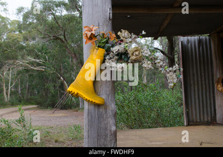 Memorial gumboot jaune Banque D'Images