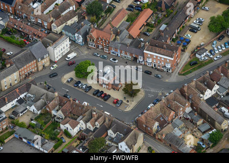 Une vue aérienne de la place centrale dans le village de Potton Bedfordshire Banque D'Images