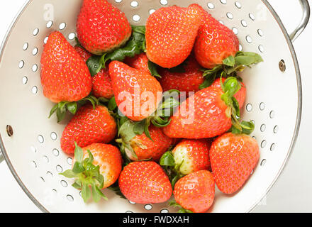Fraises fraîches dans une passoire Banque D'Images