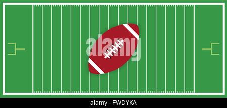 Ballon de football américain sur un champ vert en arrière-plan. Illustration de Vecteur