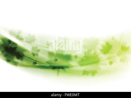 Abstract green floue ondes avec feuilles d'été. Le jour de la terre de fond vecteur écologie Illustration de Vecteur
