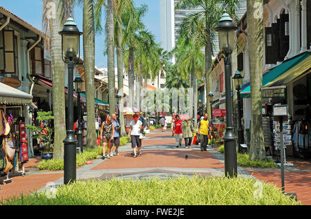 La zone commerçante de Singapour Bussorah Mall Banque D'Images