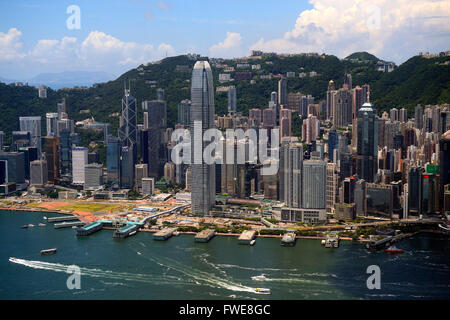 Und centrale Rivière Hongkong, vue à partir de 400 m de hauteur, à partir de la 484 mètres de haut International commerce center, ICC à Kowloon, Hong Kong, Chine Banque D'Images