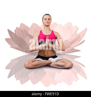 Femme assise en Méditation et yoga pose Banque D'Images