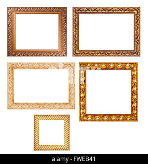 Ensemble de golden vintage frame isolé sur fond blanc Banque D'Images