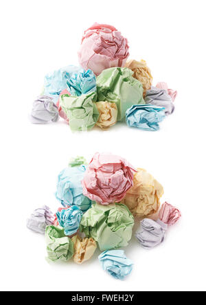 Pile de papier froissé balls isolated Banque D'Images