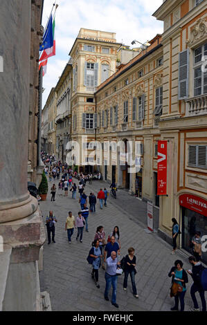 La rue Via Garibaldi, Strade Nuove, Gênes, Ligury, Italie Banque D'Images