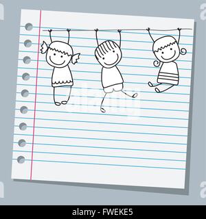 Feuilles de carnet happy kids playing Illustration de Vecteur